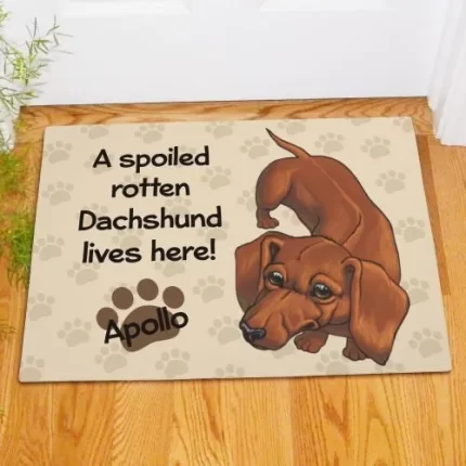 Dachshund Spoiled Here Personalized Doormat - Custom Pet Entry Mat