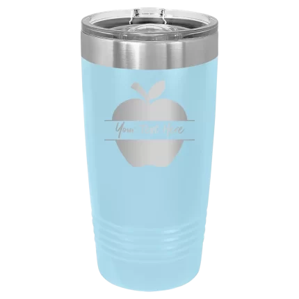 Personalized Apple 20 oz Tumbler - Light Blue