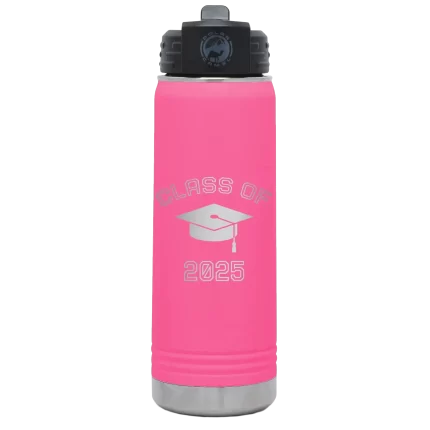 Personalized Class of with Cap 20 oz Water Bottle - Pink