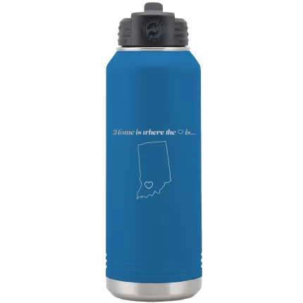 Personalized Indiana Heart 32 oz Water Bottle - Royal Blue