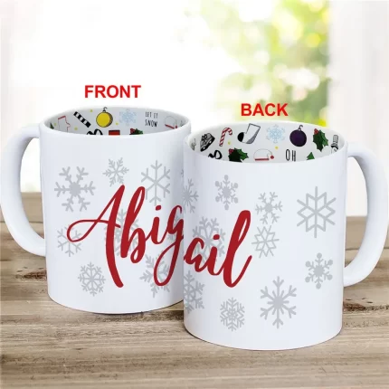 Christmas Snowflake Name Mug - Personalized Winter Holiday Gift