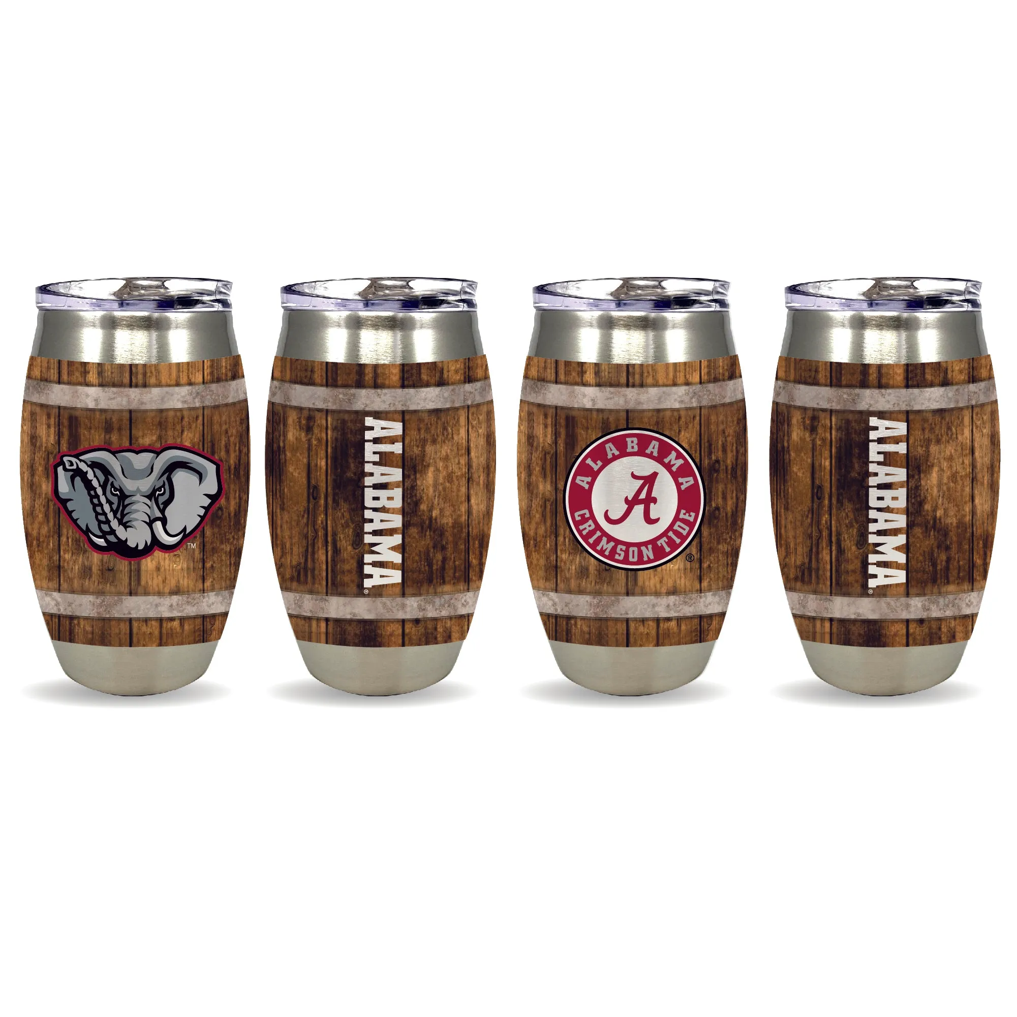 5xSet-of-4-15oz-Alabama-Crimson-Tide-Barrel-Tumbler