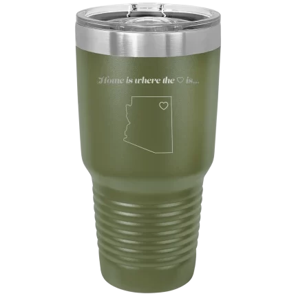 Personalized Arizona Heart 30 oz Tumbler - Olive Green