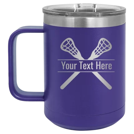 Personalized Lacrosse 15 oz Mug - Purple