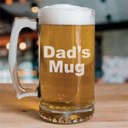 Custom Engraved Beer Mug – Personalized Large Glass Sports Mug with Any Message or Text