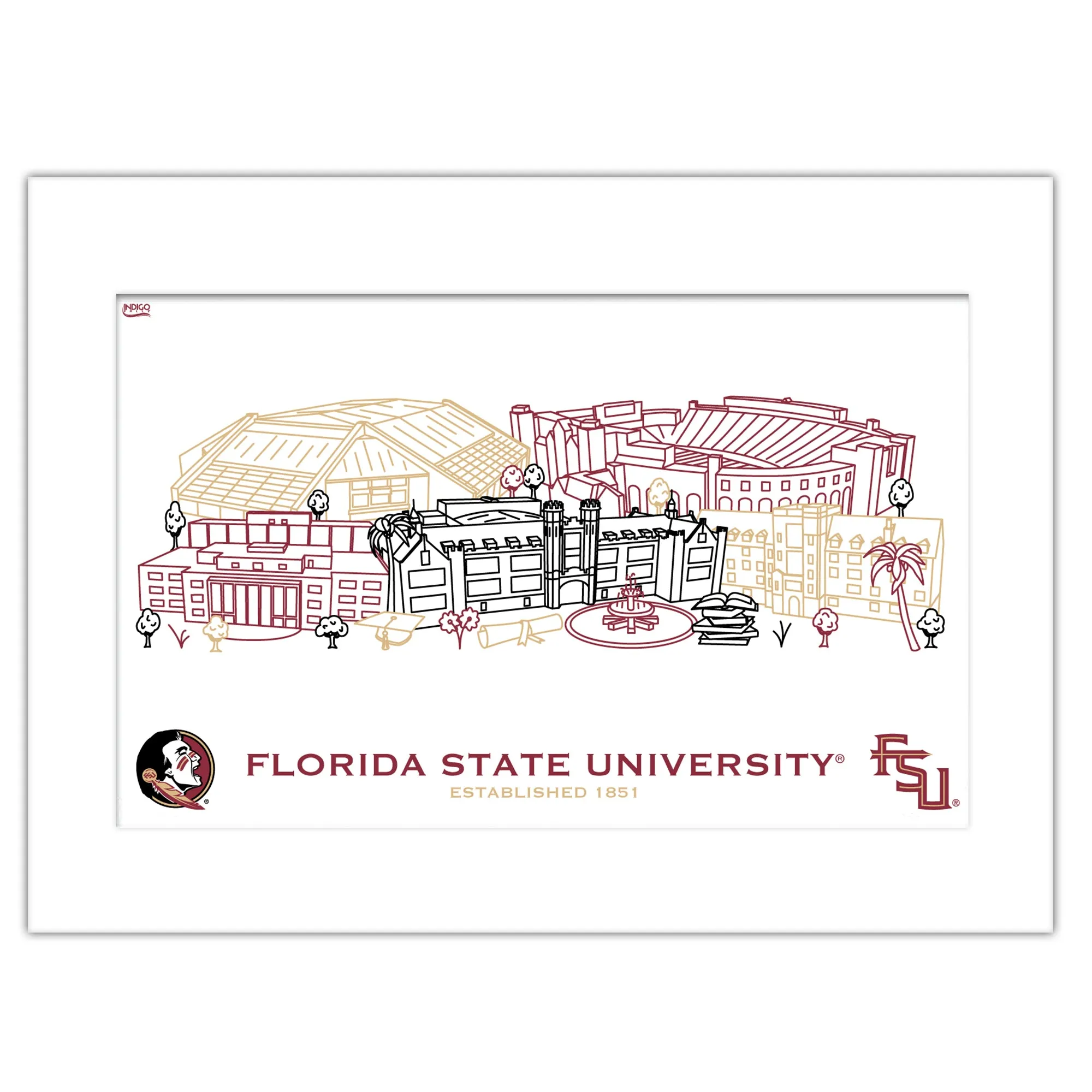 5zFlorida-State-Seminoles-Matted-Campus-Line-Wall-Art-11-x-14-