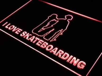 I Love Skateboarding LED Light Sign