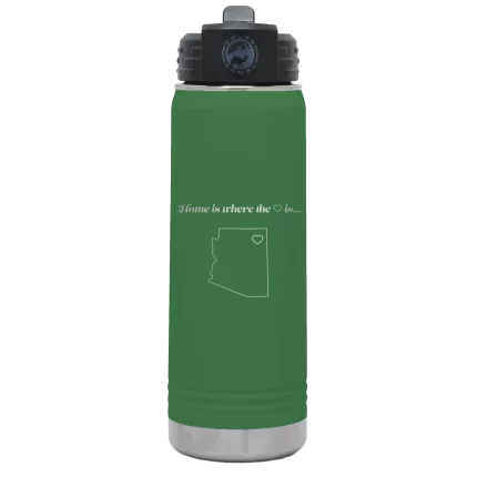 Personalized Arizona Heart 20 oz Water Bottle - Green