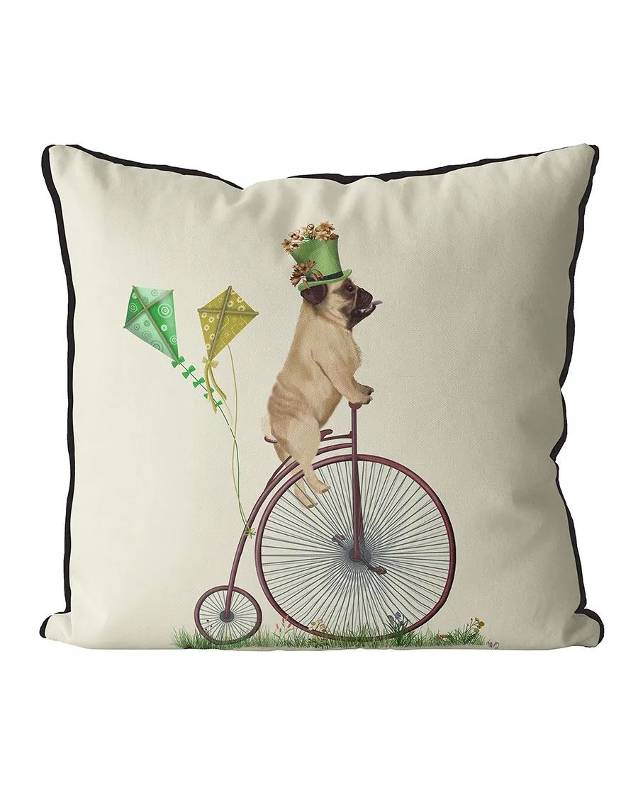 5zPug-on-Penny-Farthing-Cushion-Throw-Pillow