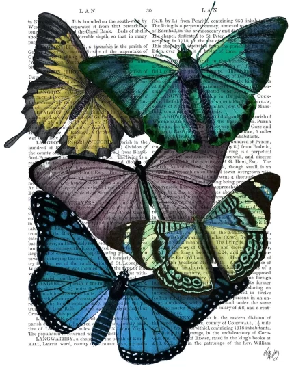 Big Bold Butterflies 4, Book Print, Art Print, Wall Art