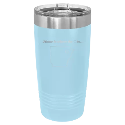 Personalized Arkansas Heart 20 oz Tumbler - Light Blue