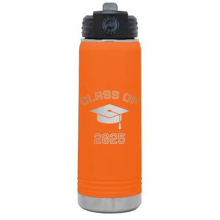 Personalized Class of with Cap 20 oz Water Bottle - Orange