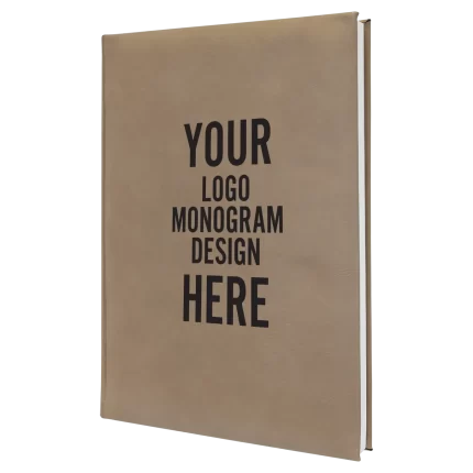 Personalized Leatherette Sketch Book 7" x 9.75" (Blank Pages) - Light Brown