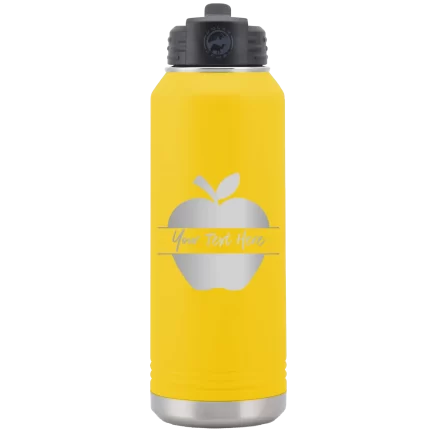 Personalized Apple 32 oz Water Bottle - Yellow