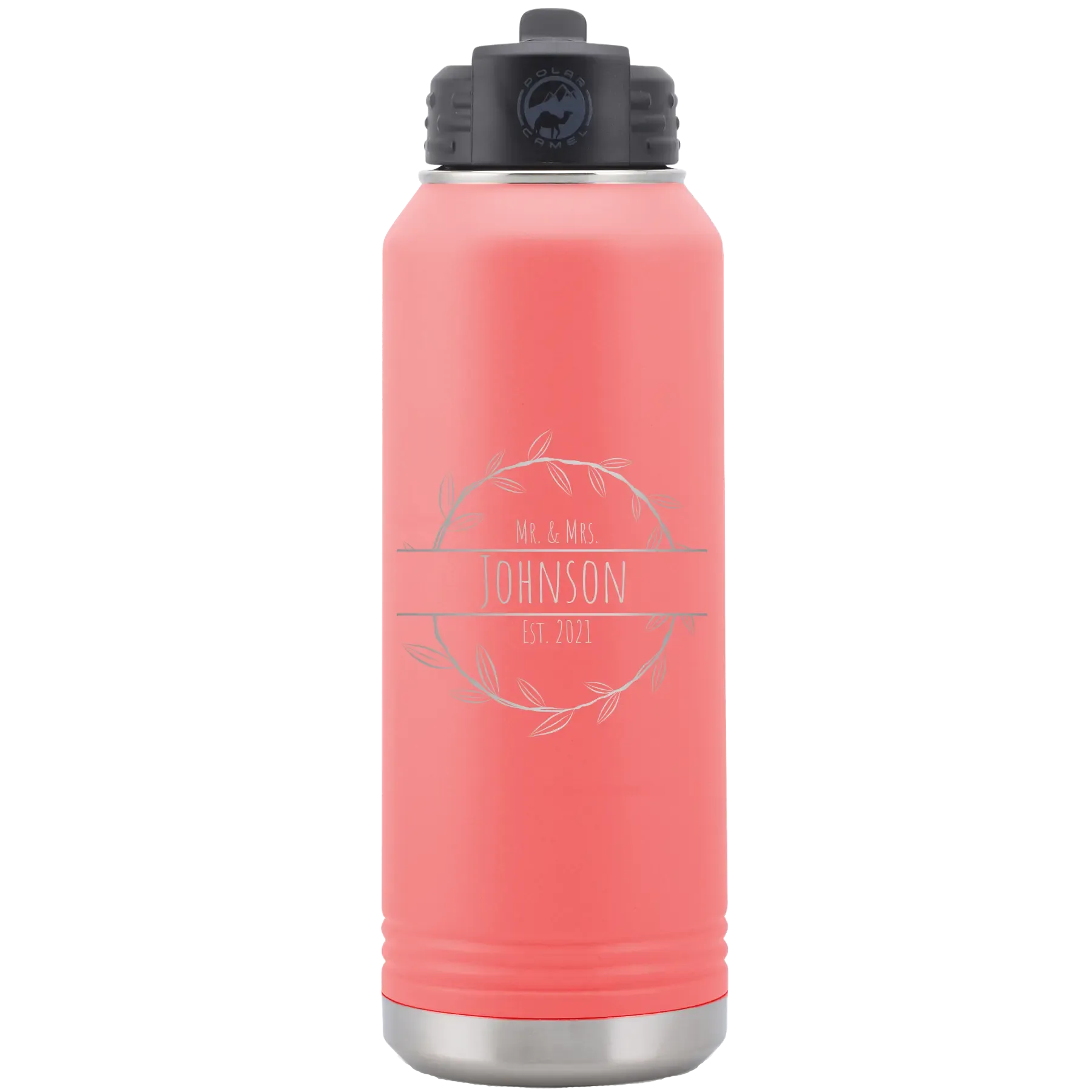 6bPersonalized-Last-Name-and-Est-32-oz-Water-Bottle-Coral