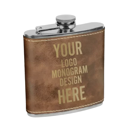 Personalized Leatherette Stainless Steel Flask 6 oz - Rustic