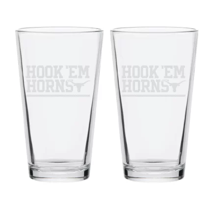 16oz Texas Longhorns Etched Slogan Pint 2 Pack