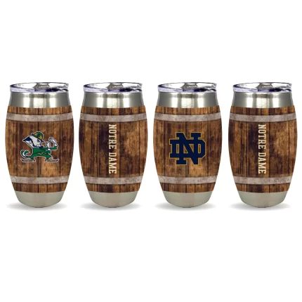 Set of 4 15oz Notre Dame Fighting Irish Barrel Tumbler