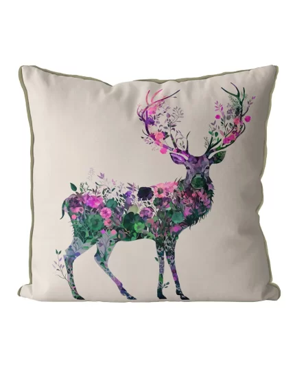 Deer 1 Floral Essence Woodland Stag Cushion / Throw Pillow