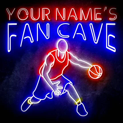 Custom Ultra-Bright Basketball Fan Cave LED Sign with Remote (Neon-Style, LED Technology)