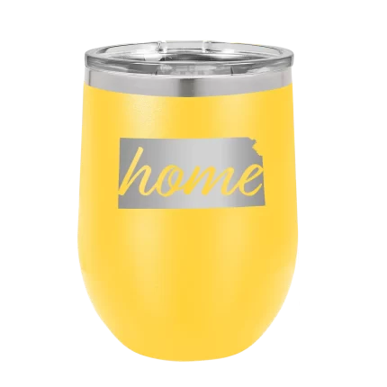 Personalized Kansas Home Wine Cup - Yellow