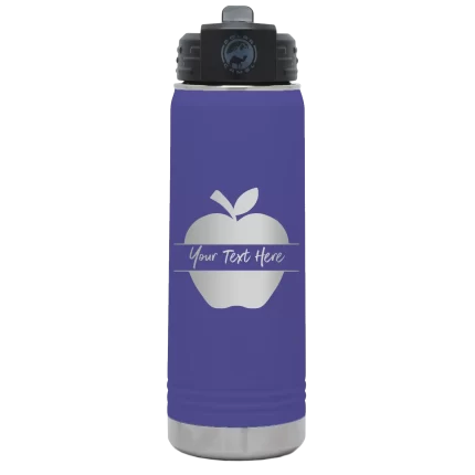 Personalized Apple 20 oz Water Bottle - Purple