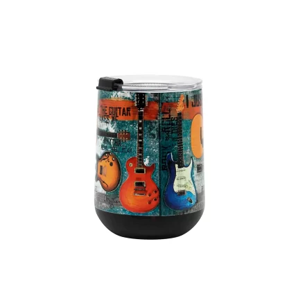 18oz Guitar Collage Curved Tumbler