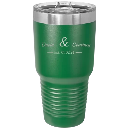 Personalized 2 Lines Name Anniversary 30 oz Tumbler - Green