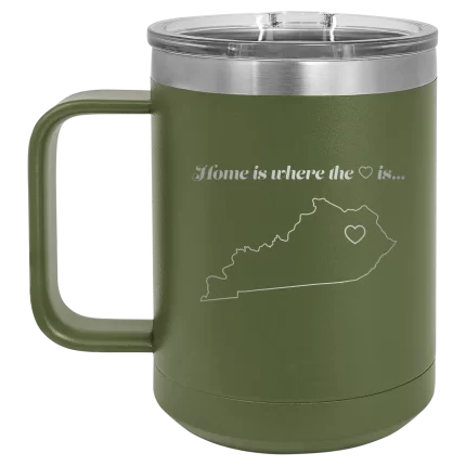Personalized Kentucky Heart 15 oz Mug - Olive Green
