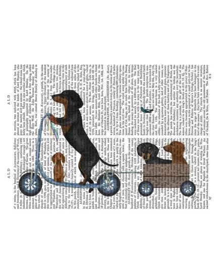 Dachshund Scooter, Book Print, Dog Art Print, Wall Art