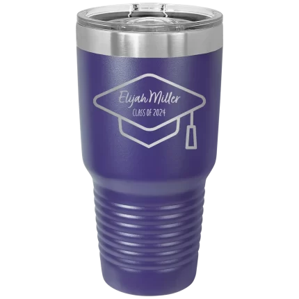 Personalized 2 lines Grad Name and Class 30 oz Tumbler - Purple