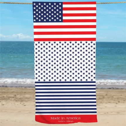 4th of July USA Patriotic Personalized Beach Towel