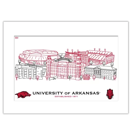 Arkansas Razorbacks Matted Campus Line Wall Art 11" x 14"