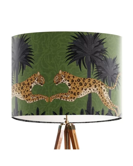 Leaping Leopard Verdant, Animalia, Lamp shade, Drum, Pendant Lighting
