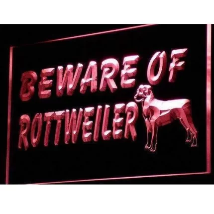 Beware of Rottweiler LED Light Sign