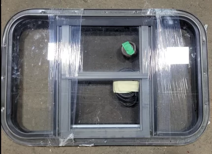 Black Radius Opening Window : 24 1/2" W X 15 1/2" H X 2" D