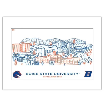 Boise State Broncos Matted Campus Line Wall Art 11" x 14"