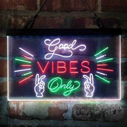 Good Vibes Only Victory Hand Deluxe App-Enabled 3-Color LED Light Sign