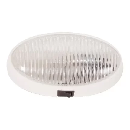 (S/O) Optronics RVPL7C Oval Porch Light w/ Switch - White/Clear