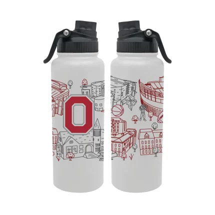 Ohio State Buckeyes 34oz Campus Line Art Aqua Bottle