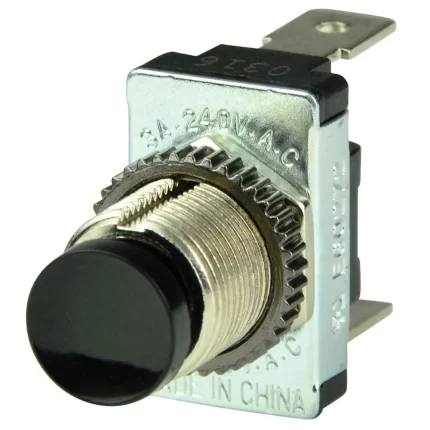 Black SPST Momentary Contact Switch - OFF/(ON)