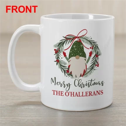 Burlap Gnome Christmas Mug - Personalized Rustic Holiday Mug