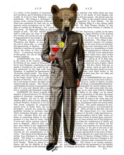 Bear with Cocktail, Book Print, Art Print, Wall Art