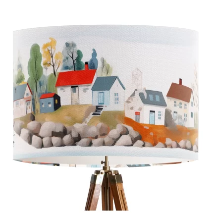Scandi Village 4 Handmade Lampshade, Drum Lamp, Ceiling Pendant