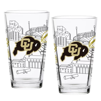 Set of 2 Colorado Buffaloes Campus Line Art 16oz Pints