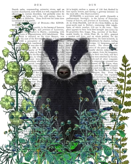 Badger In The Garden, Book Print, Art Print, Wall Art