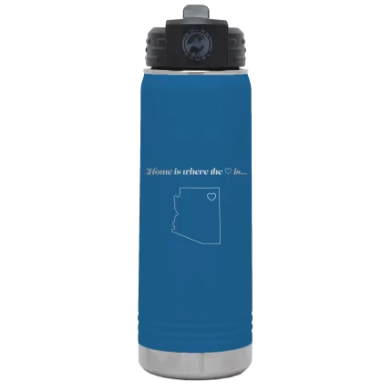 Personalized Arizona Heart 20 oz Water Bottle - Royal Blue