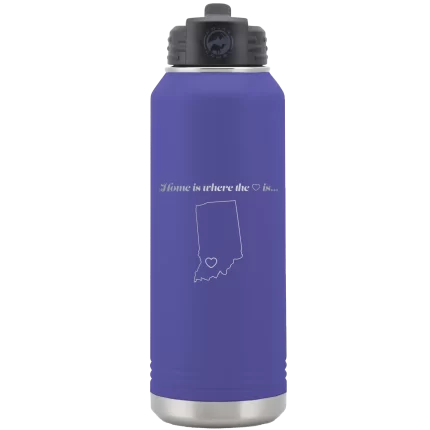 Personalized Indiana Heart 32 oz Water Bottle - Purple
