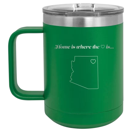 Personalized Arizona Heart 15 oz Mug - Green