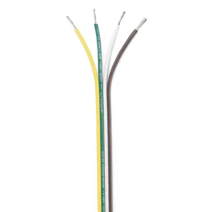 Ribbon Bonded Cable - 16/4 AWG - Brown/Green/White/Yellow - Flat - 100'